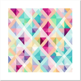 ELEGANT MULTICOLORED DIAMOND DESIGN, PASTEL COLOR, DIAMOND PATTERN Posters and Art